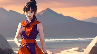 AI-generated Asian beauty teases with desert lingerie and curves
