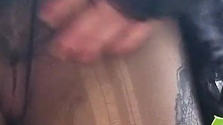 Gothgirl in Nylon Rubs Her Pussy