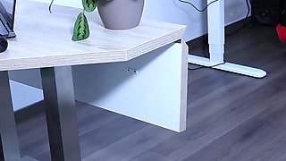 Office Foot Worship with Sexy Anita's Pantyhose and High Heels