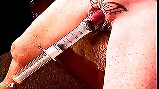 Mega clit torment with poor blonde and tattooed granny