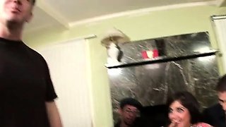 Busty slut spit roasted