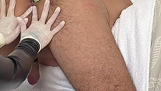 Femdom Handjob,prostate Massage and Strap-on. Medical Goves Fetish
