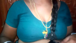 Tamil Aunty Squeezing Her Breasts When She Is Alone and Unable to Control Her Emotions
