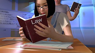 Asian student fucked from behind while she reads - Porn Cartoon