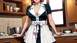 Ai Generated - Dexter's Slutty Mom enjoys big cock while coking in the kitchen