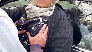 Public car fucking with a cheating hijab wife risky outdoor sex with loud moans and hard pounding