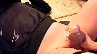 Tied up Sissy Made to Cum in Chastity - Ruined Orgasm with Massive Cumshot