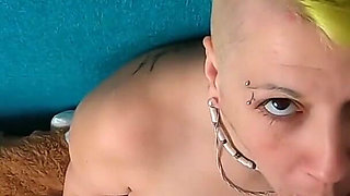 Afternoon blowjob in the bedroom with cum swallowing