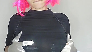 Getting naughty now! My big natural tits and kitten mask, just for me