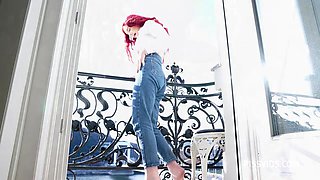 Wetting Jeans And Smoking On Balcony