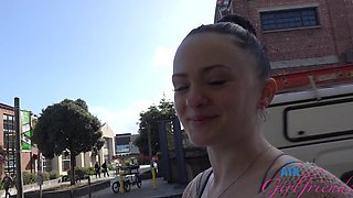 Beautiful brunette gives great blow job in pov video