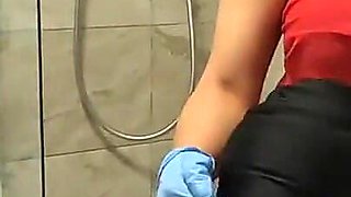 Femdom Anal Slut Strap-on Spitroast in the Shower
