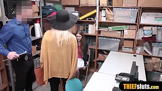 Two teen shoplifter chicks got caught stealing lingerie