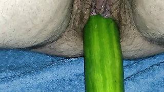 I put a cucumber in my girlfriend's cunt