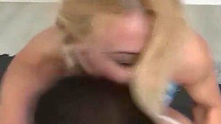 Two Wild Chicks Wreastling in the Living Room