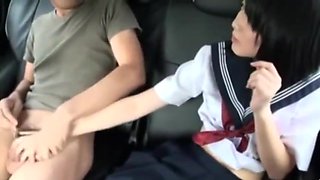 Chinese schoolgirl fucks in car