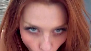 Redhead emo babe POV blowjob and facial