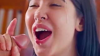 Too much cum for sexy face