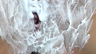 Shaving a Hairy Vagina with a Trimmer and a Razor Close-up!