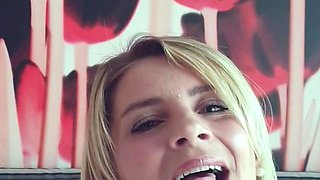 Big Boobed Blonde Masturbates With A Dildo In The Bathroom