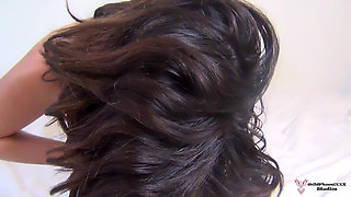 Lola Bella's POV Tits Tease: Jiggling Boobs & Nipple Play on the Bed