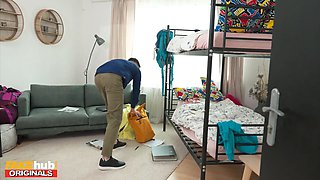 College college girl neighbors sneak around for late night cum inside