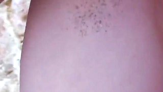 Cute young French slut fucking DP with 2 cocks on the beach