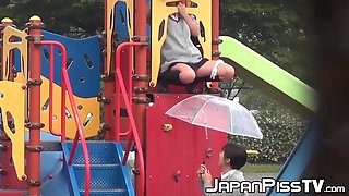 Rain Does Not Stop Japanese Chicks From Peeing In Public