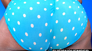 Extreme Winking Anus! Enormous Ass Cheeks Wide Open with Blue Thong Pulled Down, Pussy Erotica Fetish Black Pussy and Butthole