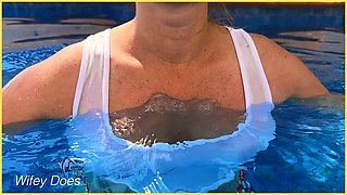 Wifey Is Braless in the Pool