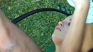 Superior Flexible Starving Blonde Whore The Lawn Ass Fucking