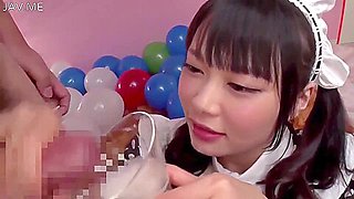 Airi Natsume Looking Sexy A In Maid Costume Drinks Cum From A Glass