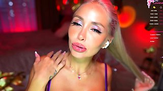 Hot blonde glamour babe solo plays to pleasure her hot body