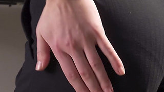 Amateur Secretary In Office Trousers Teases Her Visible Panty Line