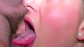 Dani Sucks off Many Cocks with Her Large Breasts Exposed