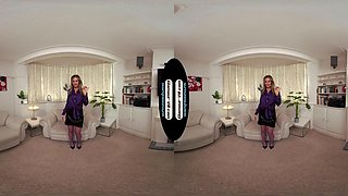 Amy Green Purple Bloused Secretary With Purple Glossy Legwear Tease - 8k Vr