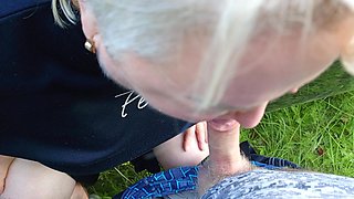 We Came with My Stepmom by Car to the Park Where She Sucks My Dick and Swallows Thick Cum