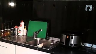 british cam-slut cleans the kitchen