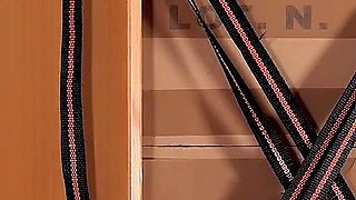 Witch Locks a Man in a Box to Suck and Jerk His Cock to Milk His Cum Into Her Mouth