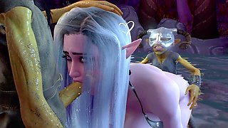 Goblin and night elf in a wild rear end threesome featuring Wraith931