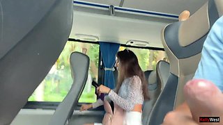 Public Shaft Flashing - Risky Handjob in Public Bus Full of People until he CUM