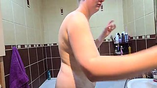 Showering, Shaving, Big Natural Tits, Little Dildo Fun and Skincare