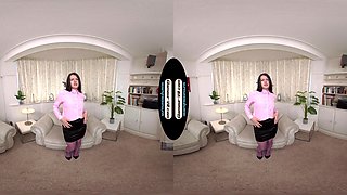 Kelsey Secretary With Purple Glossy Tights/Pantyhose Tease - 8k Vr