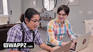 Fit and naughty: teen stepsiblings' living room cum sesh