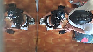 MILF in Sexy Clothes, Stockings and High Heels Fucked in the Mouth and Doggy Style with Repeated Orgasms