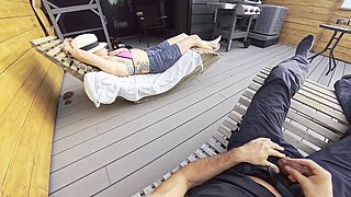 Dickflash Roof Adventure: Part 1 a Little Redhead Slut Gives Me Fast Cumshot on Her and While Her Boyfriend Waits