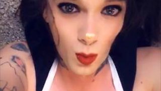 Hot tranny shows off her pretty face on Snapchat