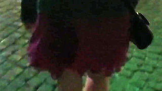 Extreme Pussy Flash in Paris: Teacher Gives Herself Fingering on the Street at Night - Public Orgasm!