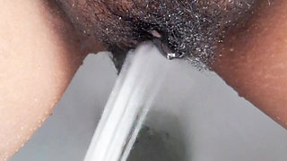 Hot aunty pissy in bathroom and video taken by step son but she know