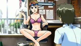 Hot hentai babe in purple lingeria smoking and teasing a